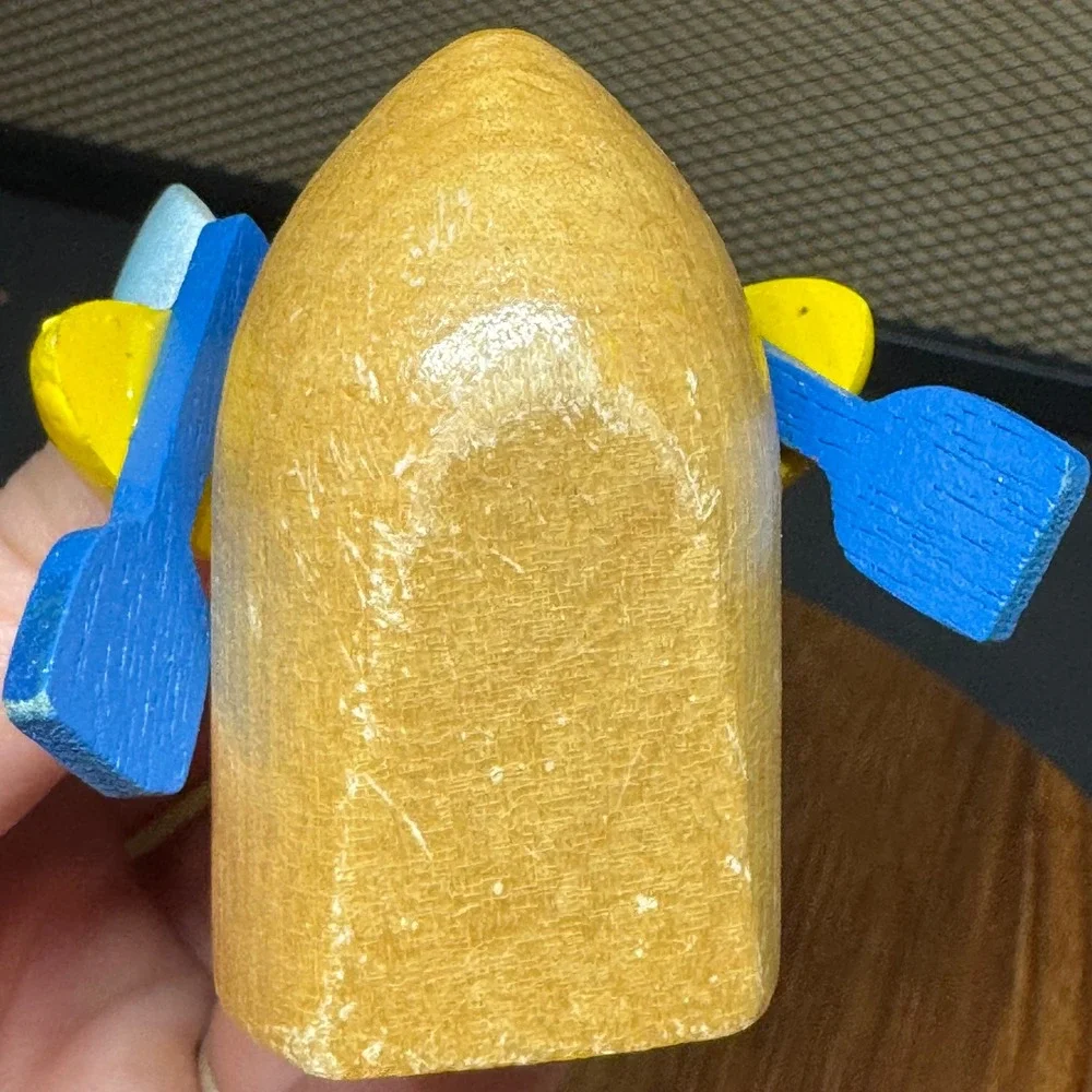 Vintage Wooden Duck Sailor Ornament Rowing Boat Nautical Hand Painted Yellow Oar